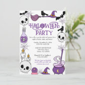 Bewerkbare Halloween Party Invitation Sjabloon Kaart (Staand voorkant)