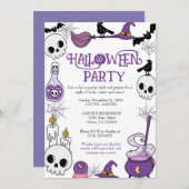 Bewerkbare Halloween Party Invitation Sjabloon Kaart (Voorkant / Achterkant)