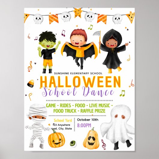 Bewerkbare halloween schoolfeest flyer poster (Voorkant)