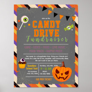 Bewerkbare halloween snoepactie fondsenwervende fl poster