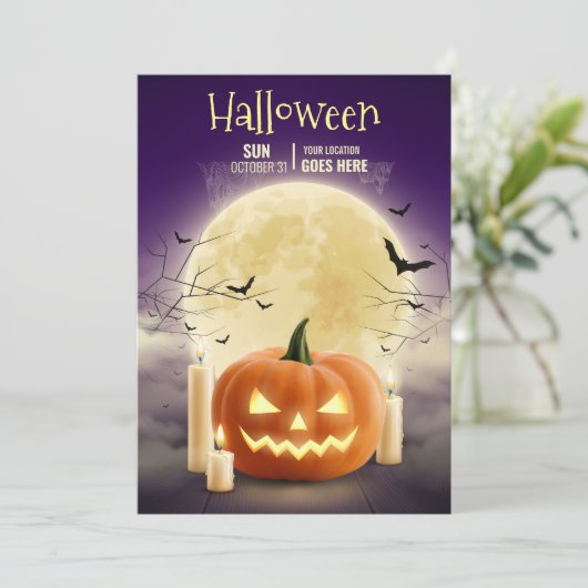 Bewerkbare Halloween Spoken House Feest, Halloween Kaart (Staand voorkant)