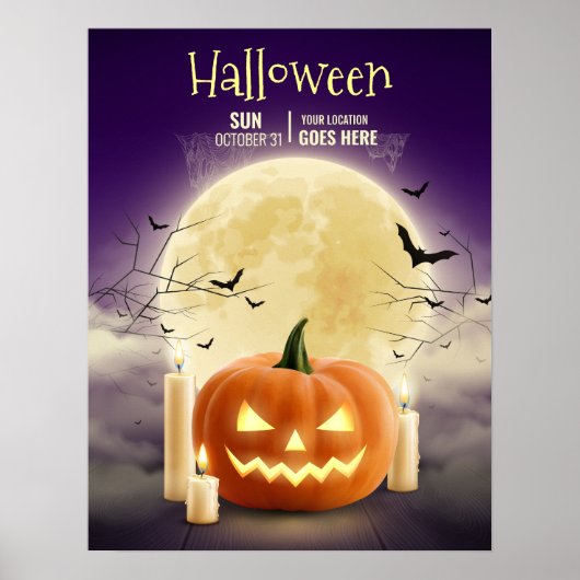 Bewerkbare Halloween Spokenhuis Feest, Halloween Poster (Voorkant)