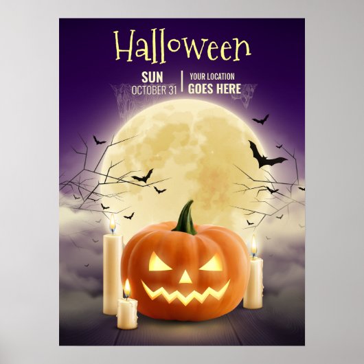 Bewerkbare Halloween Spokenhuis Feest, Halloween Poster (Voorkant)