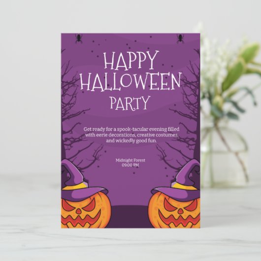 Bewerkbare Halloween-uitnodiging, Halloween-feest Kaart (Staand voorkant)