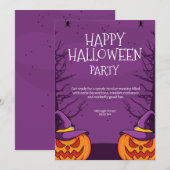 Bewerkbare Halloween-uitnodiging, Halloween-feest Kaart (Voorkant / Achterkant)