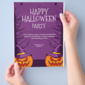 Bewerkbare Halloween uitnodiging, Halloween Party Flyer (Hand)