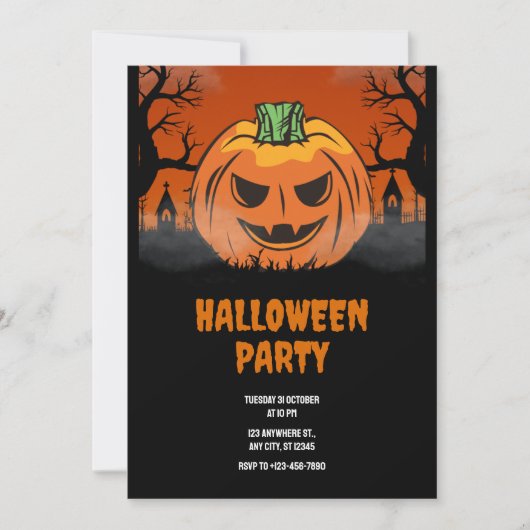 Bewerkbare Halloween uitnodiging, Halloween Party Kaart (Voorkant)