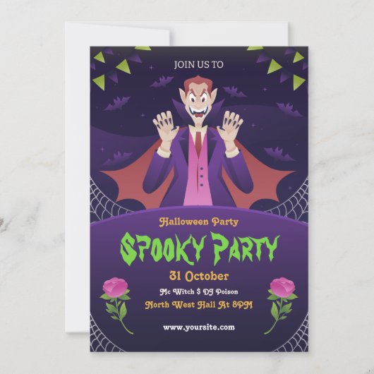 Bewerkbare Halloween uitnodiging, Halloween Party Kaart (Voorkant)