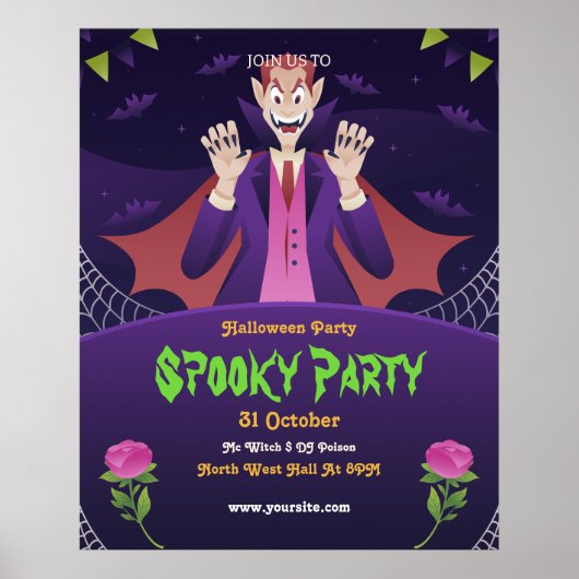 Bewerkbare Halloween uitnodiging, Halloween Party Poster (Voorkant)