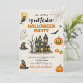 Bewerkbare Halloween-uitnodiging in de herfst Kaart (Staand voorkant)