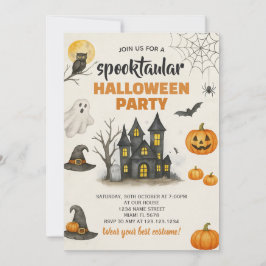Bewerkbare Halloween-uitnodiging in de herfst Kaart