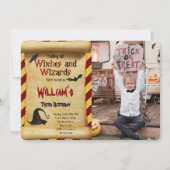 Bewerkbare Halloween Verjaardag Foto uitnodiging (Voorkant)