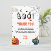 Bewerkbare Halloween Verjaardag Jongensfeest Dank  Bedankkaart (Staand voorkant)