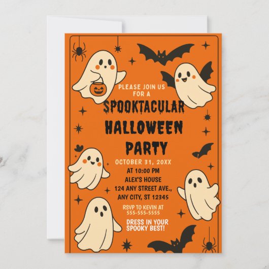 Bewerkbare Halloween Verjaardag Uitnodiging, Hallo Kaart (Voorkant)