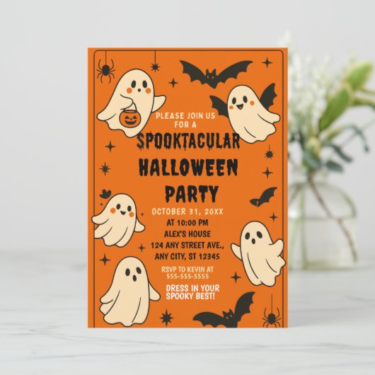 Bewerkbare Halloween Verjaardag Uitnodiging, Hallo Kaart (Staand voorkant)