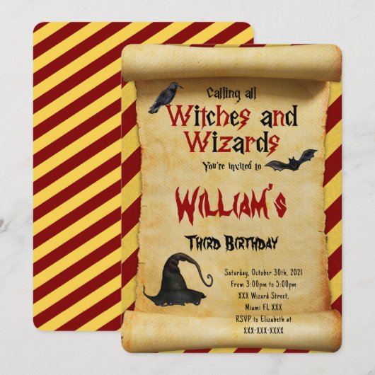 Bewerkbare Halloween verjaardagsuitnodiging Kaart (Voorkant / Achterkant)