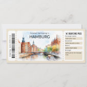 Bewerkbare Hamburg Boarding Pass Vliegticket Kaart (Voorkant)
