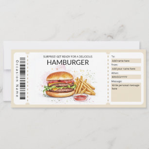 Bewerkbare Hamburger Gift Voucher Sjabloon Kaart