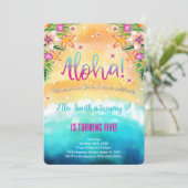 Bewerkbare Hawaïaanse Verjaardag Kinder Uitnodigin Kaart (Staand voorkant)