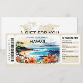 Bewerkbare Hawaii Plane Boarding Pass Ticket Kaart (Voorkant / Achterkant)
