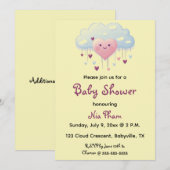Bewerkbare Hearts en Cloud Baby shower Kaart (Voorkant / Achterkant)