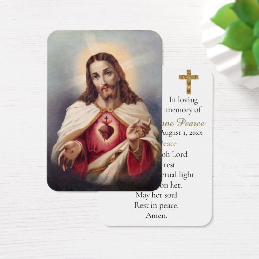 Bewerkbare Heilig Hart van Jezus Katholieke Begraf Visitekaartje (Bureau)
