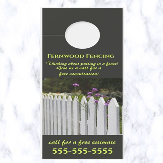 Bewerkbare hekken deurhanger (What a great way to advertise your fencing services business!)