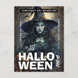 Bewerkbare heks Halloween Party uitnodiging