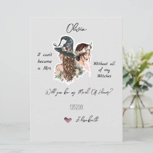 Bewerkbare Heksen Bruidsfeest Uitnodigingskaart (Staand voorkant)