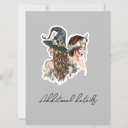 Bewerkbare Heksen Bruidsfeest Uitnodigingskaart (Achterkant)