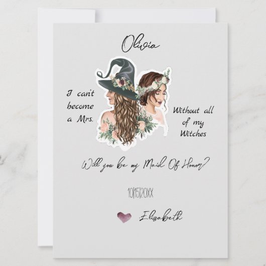Bewerkbare Heksen Bruidsfeest Uitnodigingskaart (Voorkant)