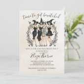 Bewerkbare Heksenfeestuitnodiging – Halloween Meis Kaart (Staand voorkant)