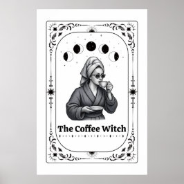 Bewerkbare Hekserige Tarotkaart Koffieliefhebber W Poster