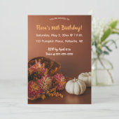 Bewerkbare Herfst Bloemen en Pompoenen Verjaardag Kaart (Staand voorkant)