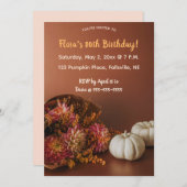 Bewerkbare Herfst Bloemen en Pompoenen Verjaardag Kaart (Voorkant / Achterkant)