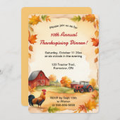 Bewerkbare Herfst Boerderij Haan Tractor Thanksgiv Kaart (Voorkant / Achterkant)