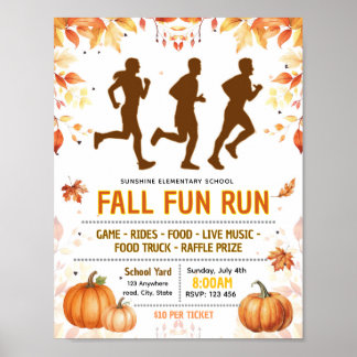 Bewerkbare herfst marathon fondsenwervende flyer poster