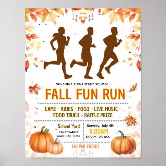 Bewerkbare herfst marathon fondsenwervende flyer poster (Voorkant)