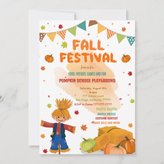 bewerkbare Herfst Party Kaart (Voorkant)