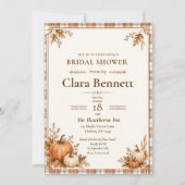 Bewerkbare Herfst Pompoen Plaid Bruiloft Feest Kaart (Voorkant)