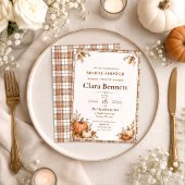Bewerkbare Herfst Pompoen Plaid Bruiloft Feest Kaart