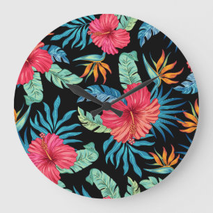 Bewerkbare hibiscus, bloemmotief grote klok