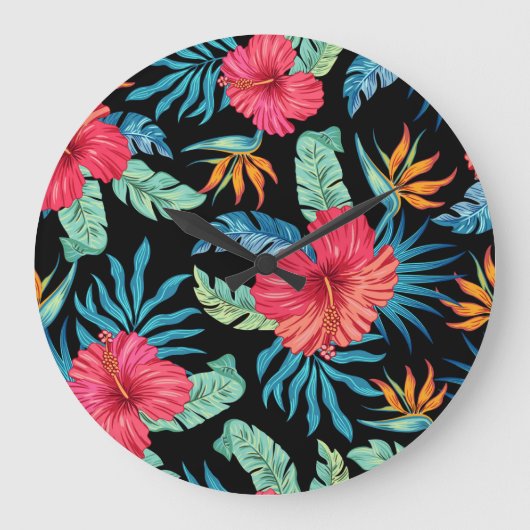 Bewerkbare hibiscus, bloemmotief grote klok (Voorkant)