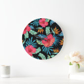 Bewerkbare hibiscus, bloemmotief grote klok (Huis)