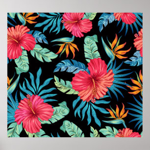 Bewerkbare hibiscus, bloemmotief poster