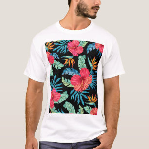 Bewerkbare hibiscus, bloemmotief t-shirt
