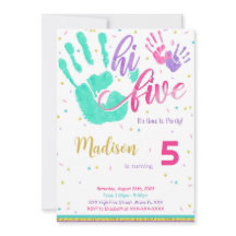 Bewerkbare Hoge Vijf Verjaardag Uitnodiging