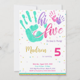 Bewerkbare Hoge Vijf Verjaardag Uitnodiging