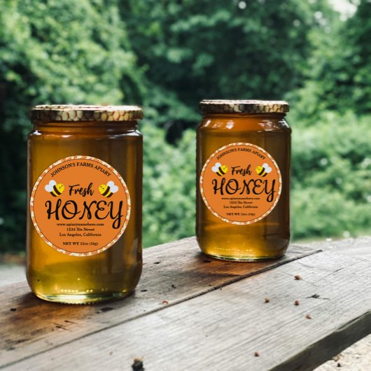 Bewerkbare Honey Apiary Label Sticker