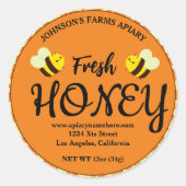 Bewerkbare Honey Apiary Label Sticker (Voorkant)